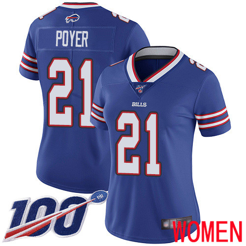 Women Buffalo Bills #21 Jordan Poyer Royal Blue Team Color Vapor Untouchable Limited Player 100th Season NFL Jersey